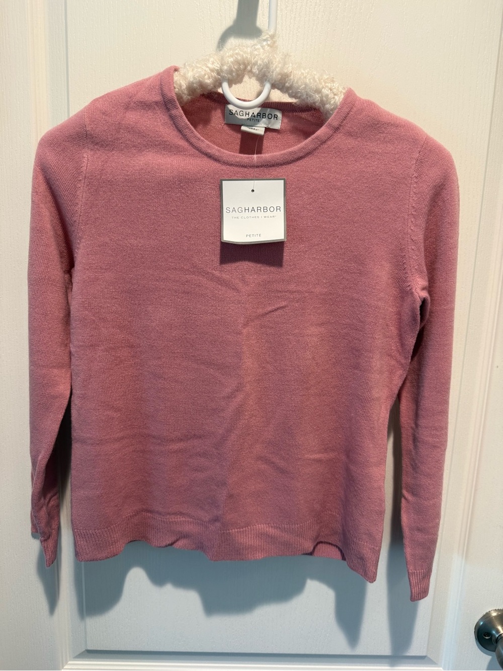 Sag Harbor Petite Crewneck Sweater - Rose Pink PS NWT